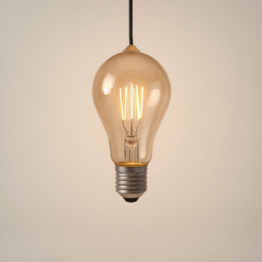 A bright backdrop highlights a light bulb, offering a clear view of the filament inside.